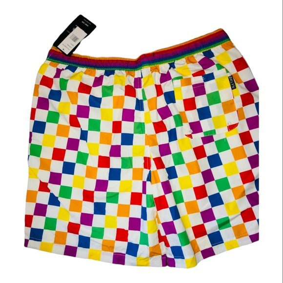 Other - white & Rainbow checkered men’s swim‎ trunk new size large